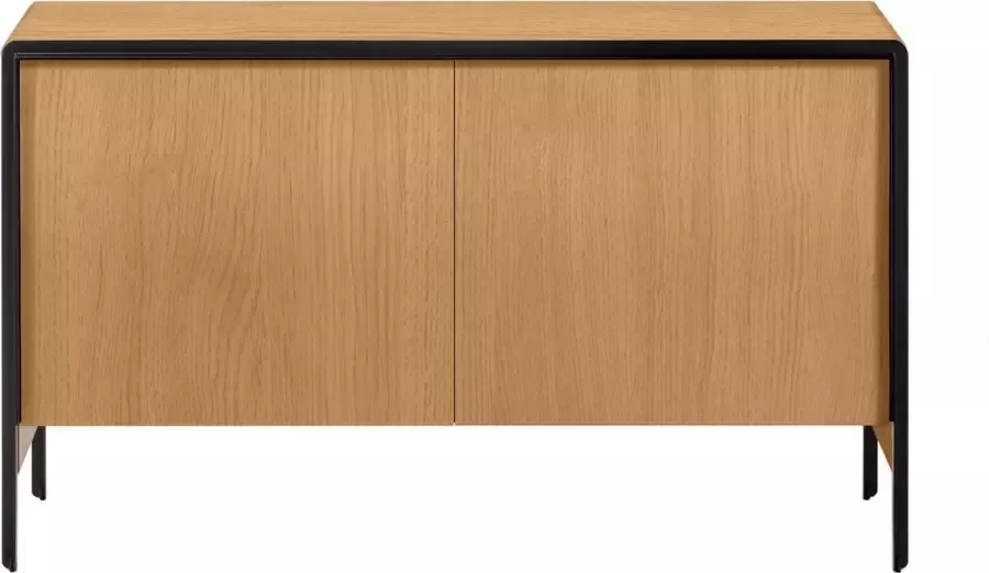 Kave Home Nadyria 2-deurs dressoir van massief acaciahout met zwart stalen afwerking 140 x 82 cm - Foto 2