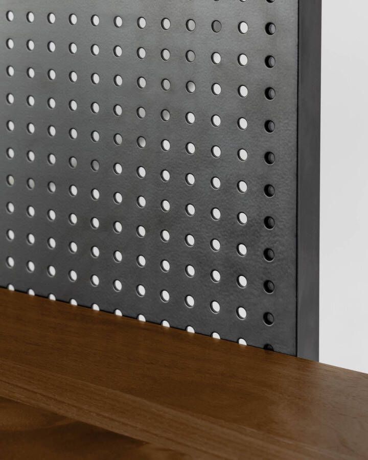 Kave Home Nadyria plank in notenhoutfineer en staal met zwarte afwerking 100 x 180 cm (mtk0177)