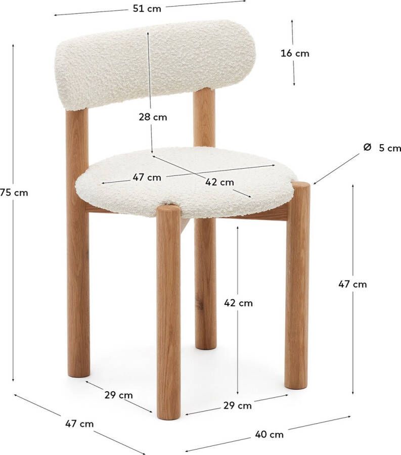 Kave Home Nebai-stoel in witte schapenvacht en massief eikenhouten structuur met een natuurlijke afw - Foto 2