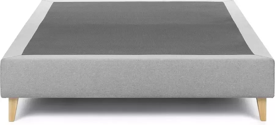 Kave Home Nikos hoge bedbodem in grijs met massief beukenhouten poten voor een matras van 150 x 190 - Foto 1