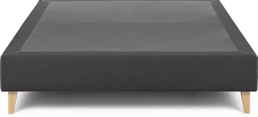 Kave Home Nikos hoge bedbodem in zwart met massief beukenhouten poten voor een matras van 150 x 190 - Foto 1