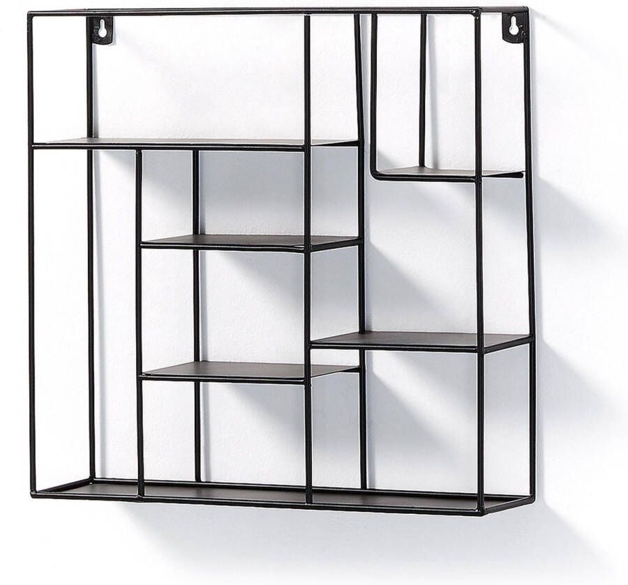 Kave Home Nils vierkante stalen plank zwarte afwerking 37 x 37 5 cm