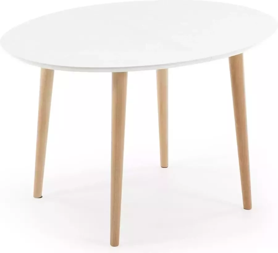 Kave Home Oqui ovale uitschuifbare tafel gelakt MDF en massief beukenhouten poten 120 (200) x 90 cm - Foto 2