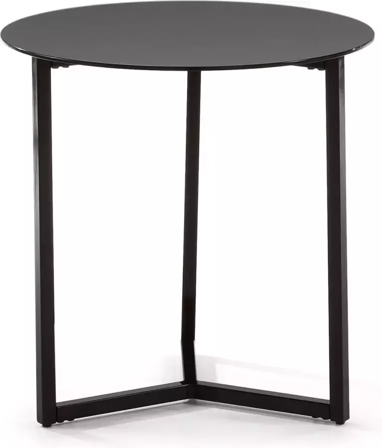 Kave Home Raeam bijzettafel in gehard glas en zwart afgewerkt staal Ø 50 cm - Foto 2