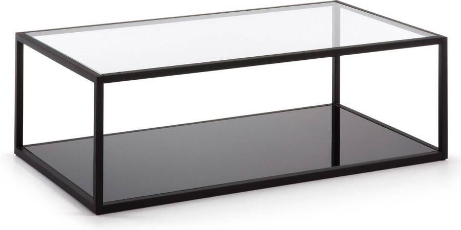 Kave Home Salontafel Blackhill Glas met zwart frame 110 x 60cm Vierkant