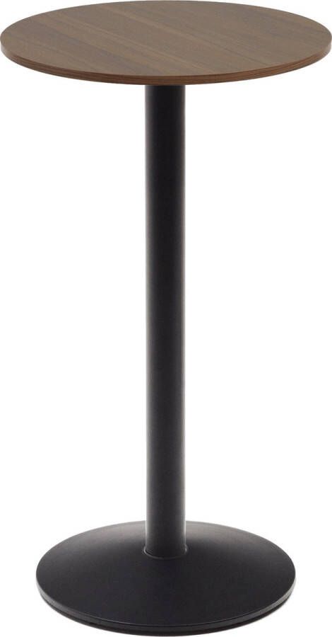 Kave Home Ronde hoge Esilda-tafel van noothout met melamine en zwart gelakte metalen poot Ø 60 x 96
