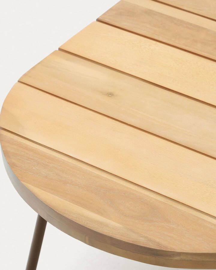 Kave Home Salguer outdoor salontafel van massief acaciahout en bruin staal Ø 100 x 50 cm FSC 100% - Foto 1