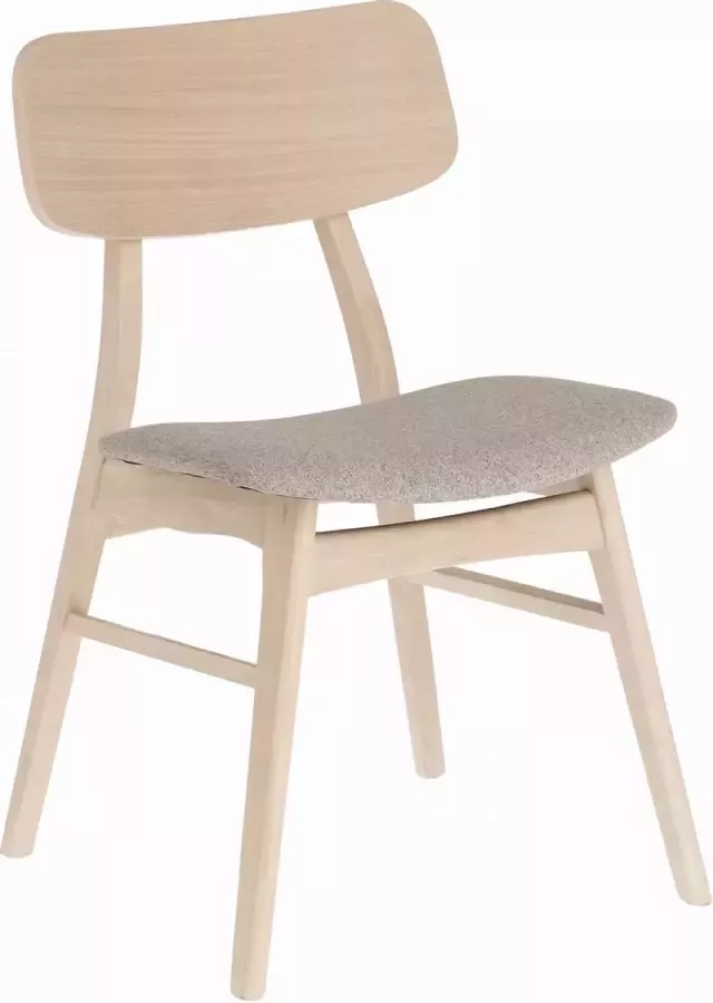 Kave Home Selia stoel in eikenfineer massief rubberhout en lichtgrijze bekleding - Foto 3
