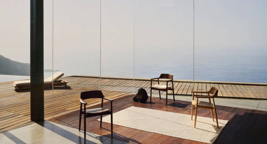 Kave Home Stoel Alocs massief eikenhout naturel beige chenille afneembare hoes FSC Mix Credit