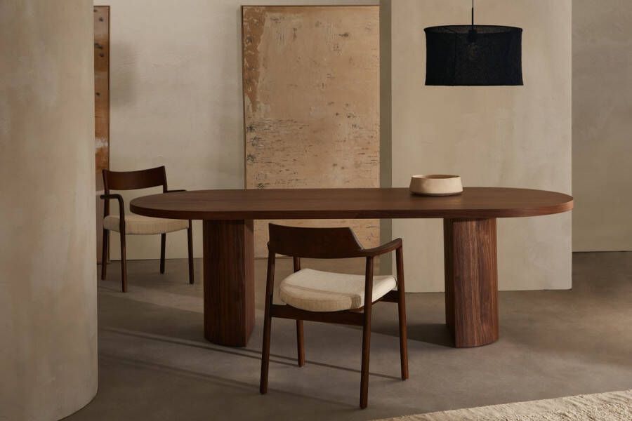 Kave Home Tafel Nealy van walnootfineer met een natuurlijke afwerking 200 x 100 cm