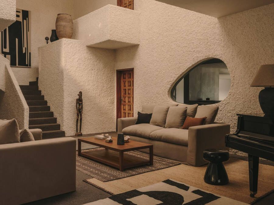 Kave Home Tapijt Sotty van zwart en wit katoen 160 x 230 cm