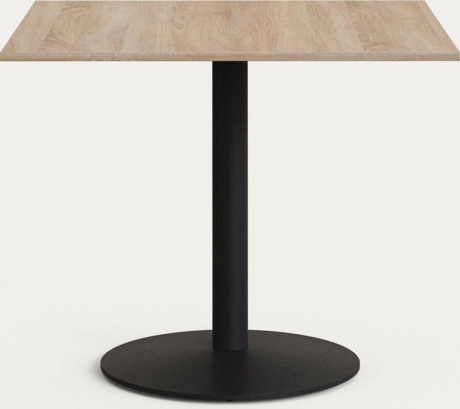 Kave Home Esilda-tafel van natuurlijke melamine en zwart gelakte metalen poot 90 x 90 x 70 cm - Foto 1