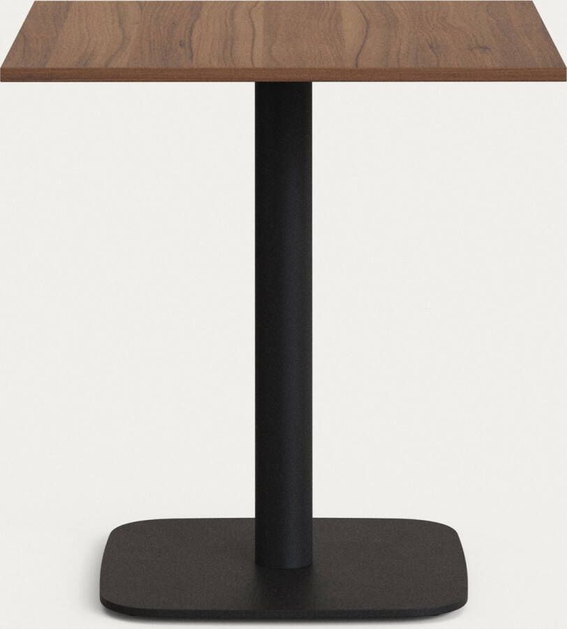 Kave Home Dina-buitentafel van natuurlijke melamine en met zwart gelakte metalen poot 70 x 70 x 70 c