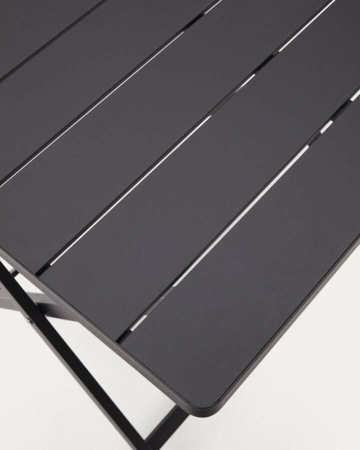 Kave Home Torreta opvouwbare aluminium buitentafel met zwarte afwerking 70 x 70 cm - Foto 1