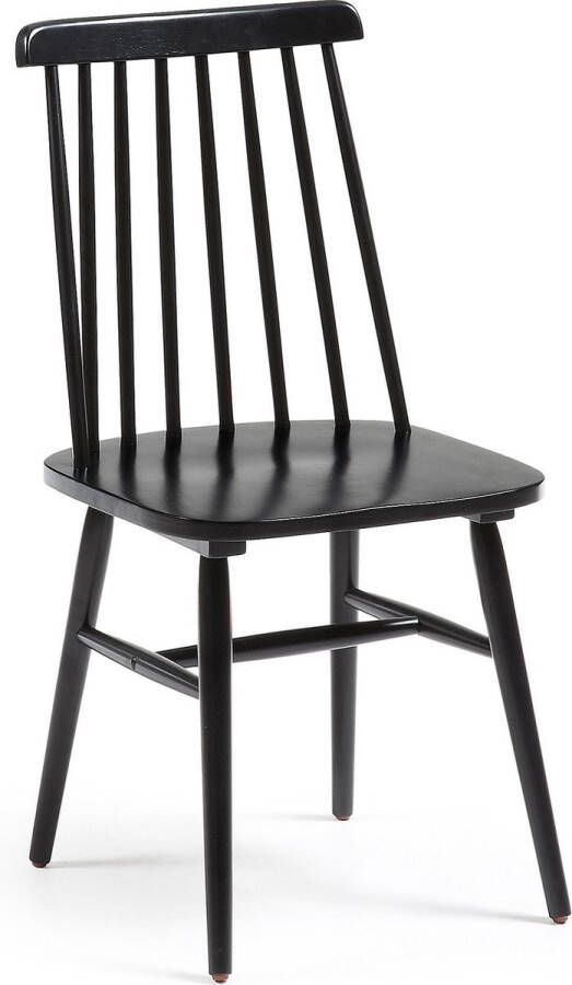 Kave Home Tressia stoel van MDF en massief rubberhout met zwarte lak