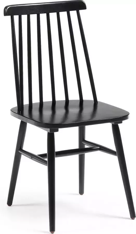 Kave Home Tressia stoel van MDF en massief rubberhout met zwarte lak - Foto 1