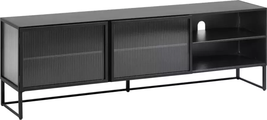 Kave Home Trixie stalen TV-meubel met 2 deuren in een zwart gelakte afwerking 180 x 50 cm - Foto 2