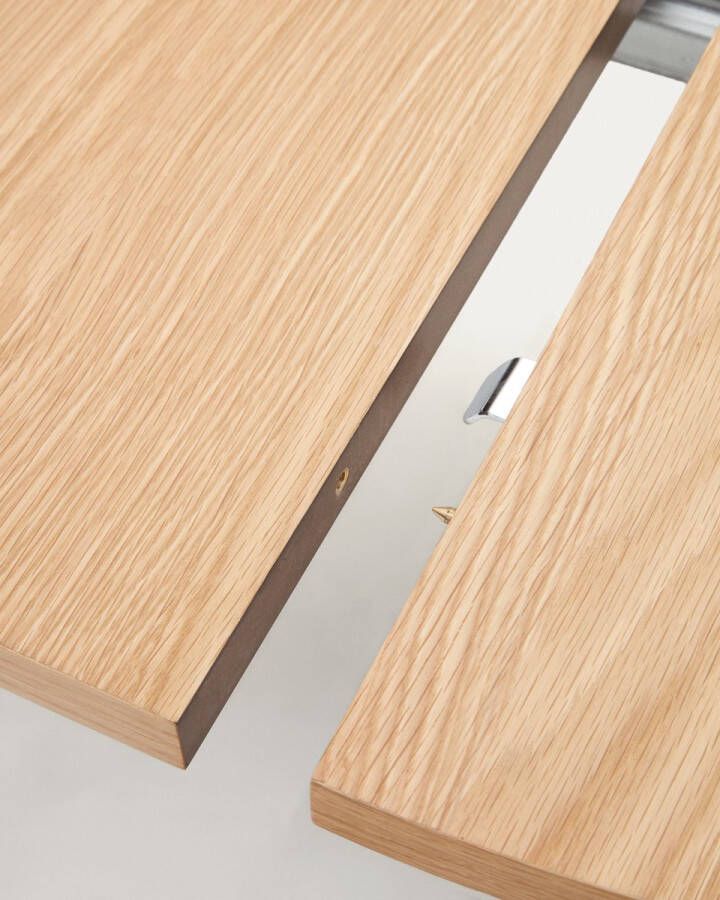 Kave Home Uitschuifbare ronde tafel Montuiri van eikenfineer met zwart afgewerkte stalen poten Ø120