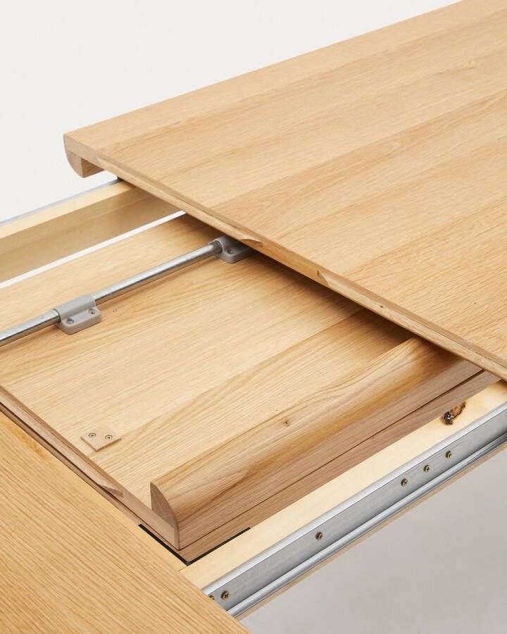 Kave Home Uitschuifbare tafel Jondal van FSC 100% massief eikenhout en -fineer 200 (280) x 100 cm