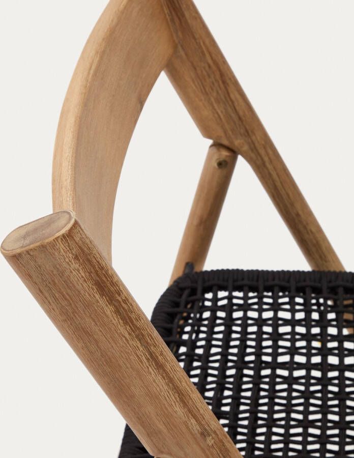 Kave Home Vouwstoel Dandara massief acaciahout en stalen frame met zwart touw FSC 100%