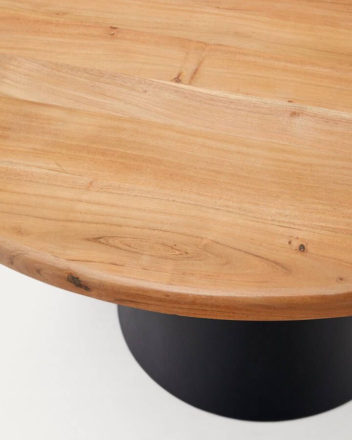 Kave Home Wilshire: ronde tafel in massief acaciahout en zwarte stalen poten Ø 120 cm - Foto 2
