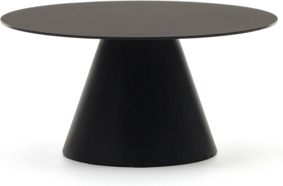 Kave Home Wilshire salontafel van gehard glas en metaal mat zwart Ø 80 cm - Foto 2