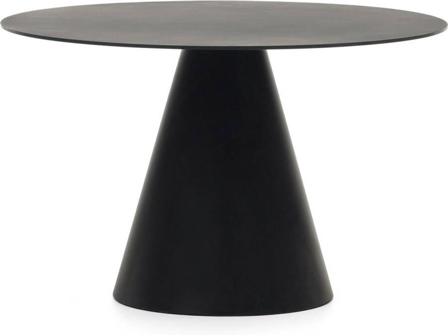 Kave Home Wilshire ronde tafel van gehard glas en metaal met matzwarte afwerking Ø 120 cm - Foto 2