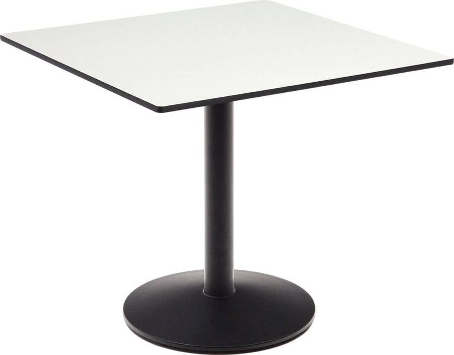 Kave Home Witte Tiaret-buitentafel met zwart gelakte metalen poot 90 x 90 x 70 cm - Foto 2