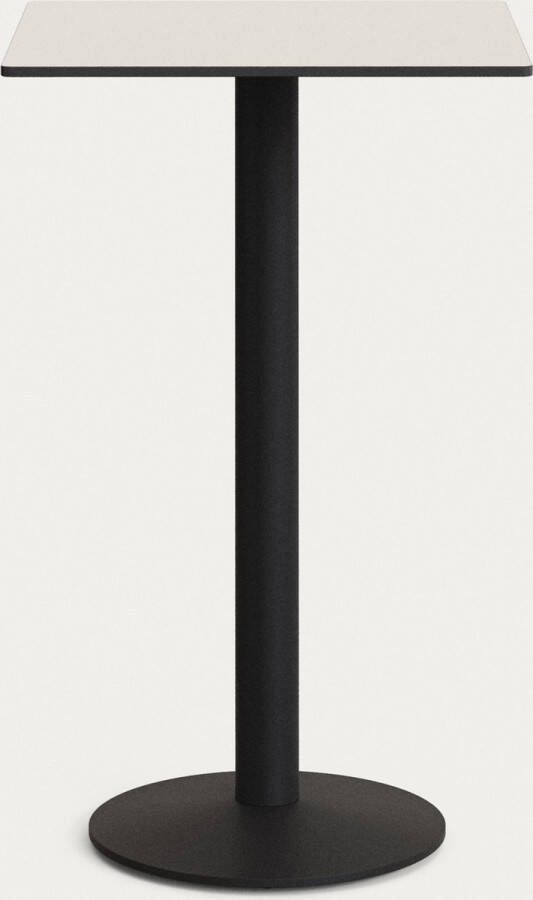 Kave Home Witte hoge Esilda-tafel met zwart gelakte metalen poot 60 x 60 x 96 cm