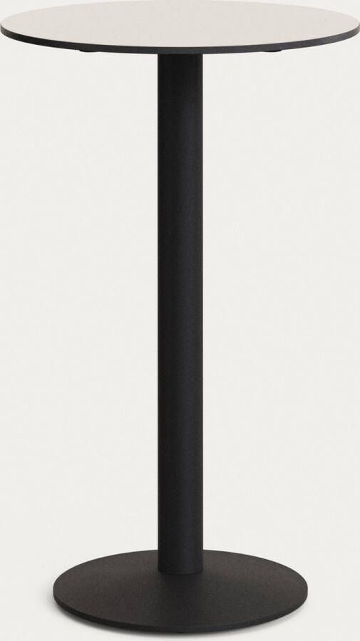 Kave Home Witte ronde hoge Esilda-tafel met zwart gelakte metalen poot Ø 60 x 96 cm
