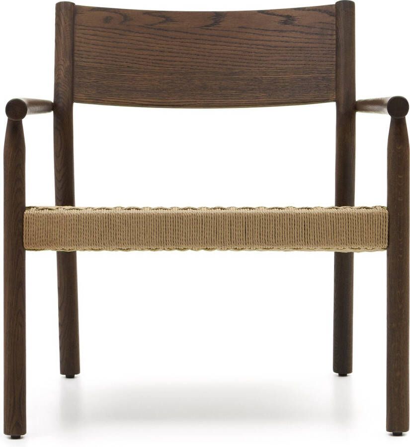 Kave Home Yalia-fauteuil van massief eikenhout FSC 100% met natuurlijke walnoot-afwerking en zitting - Foto 2