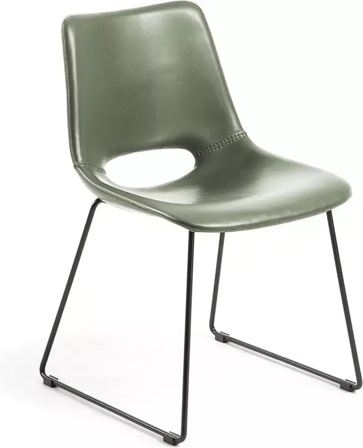 Kave Home Zahara groene stoel met stalen poten en zwarte afwerking - Foto 1