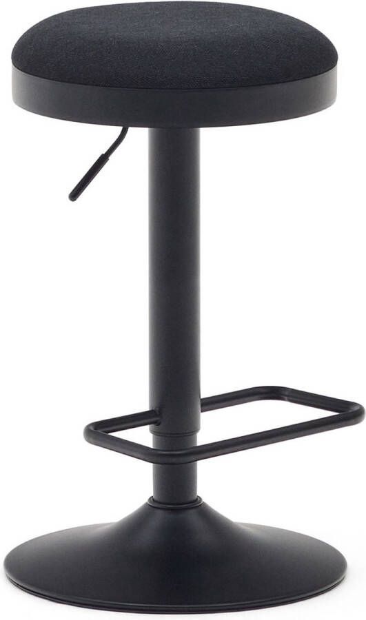 Kave Home Zaib-kruk in zwart chenille en staal met matzwarte afwerking 58- 80 cm hoog - Foto 1