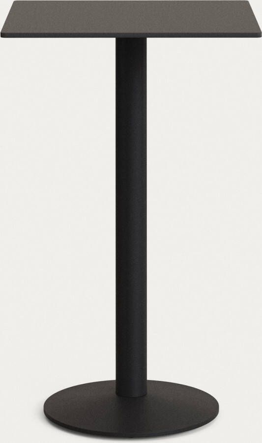 Kave Home Zwarte hoge Tiaret-buitentafel met zwart gelakte metalen poot 60 x 60 x 96 cm