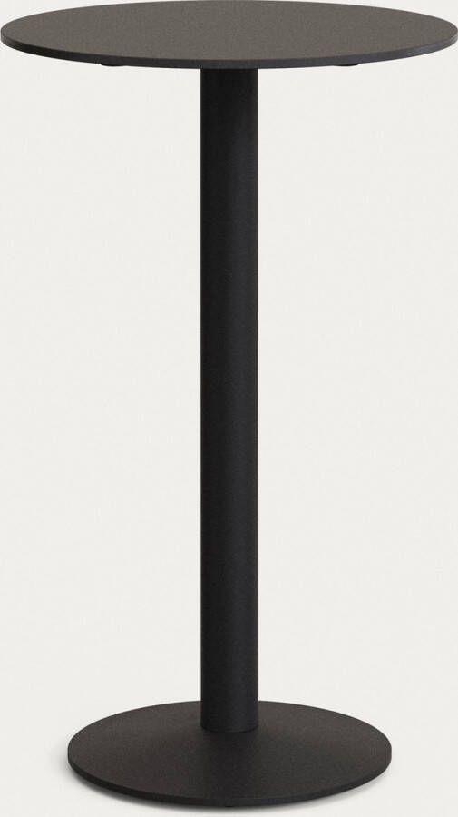 Kave Home Zwarte ronde hoge Esilda-buitentafel met zwart gelakte metalen poot Ø 60 x 96 cm