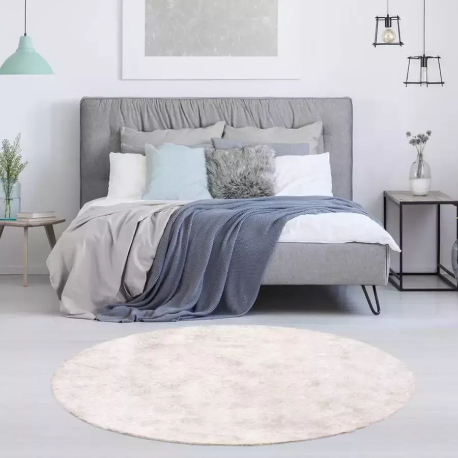Kay Rond hoogpolig vloerkleed Snuggy Lichtroze Ø 160cm