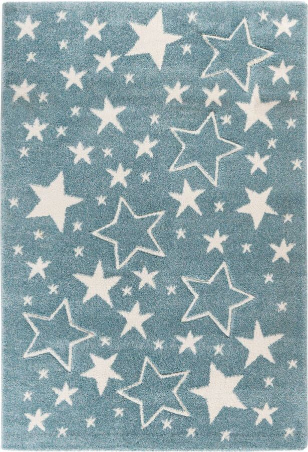 Kayoom Australia Walgett Rosa Tapijt Vloerkleed Kinderkamer Speelmat Speelkleed 80x150cm Sterren Blauw