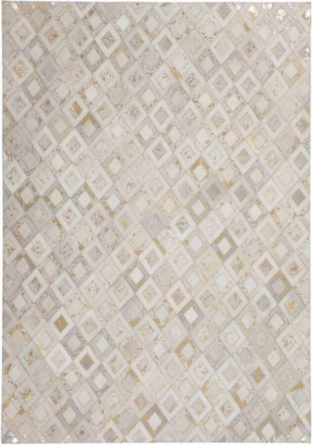 Kayoom Beige Grijs vloerkleed 80x150 cm A-symmetrisch patroon Geruit Modern