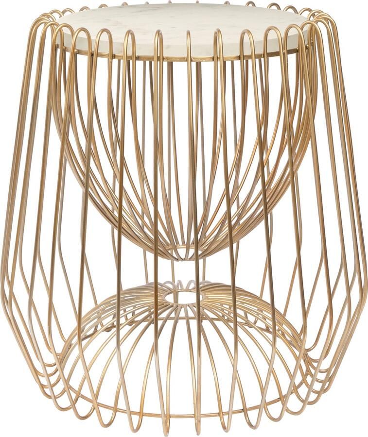 Kayoom Bijzettafel Malibu 225 Wit Goud- 50x50x51cm Handgemaakt