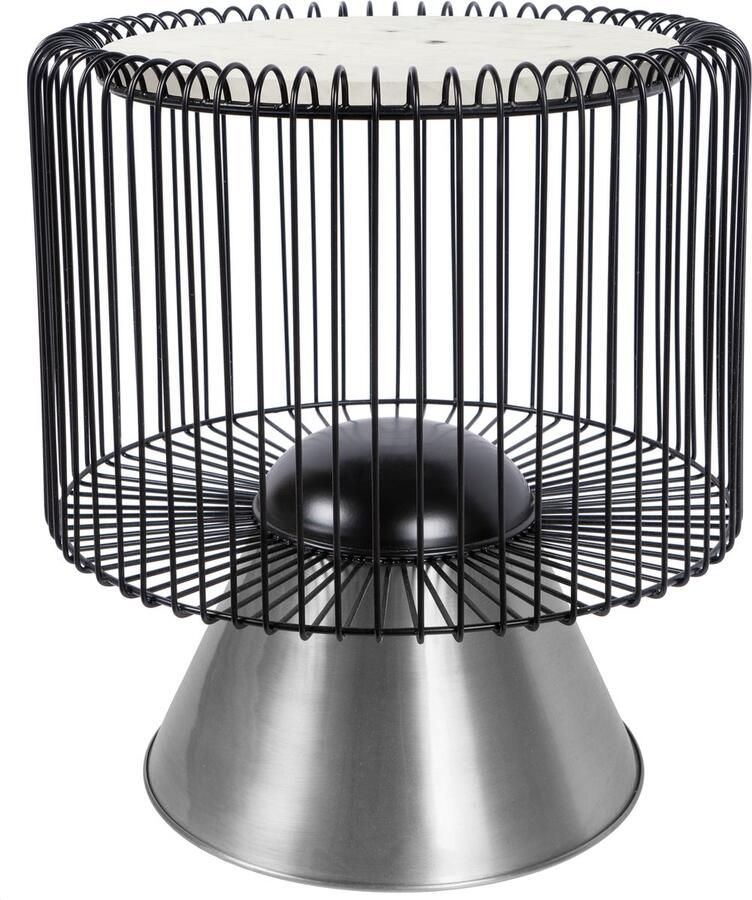 Kayoom Bijzettafel Malibu- Wit Zwart Zilver 51x51x56.5cm Handgemaakt