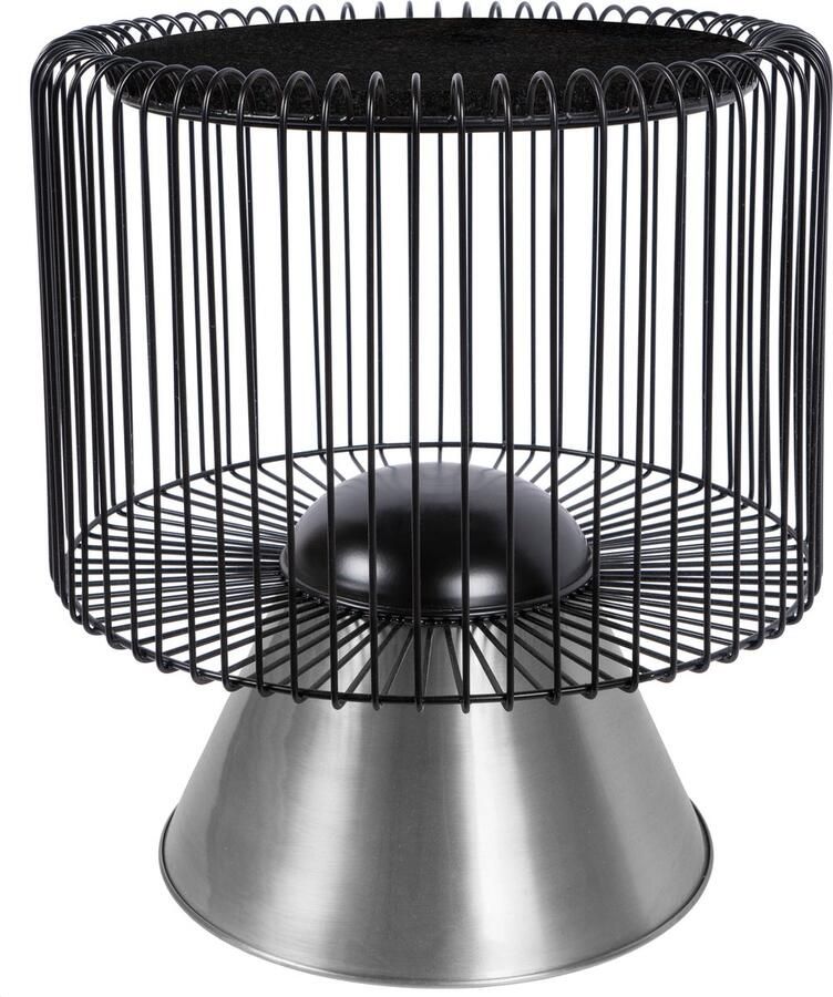 Kayoom Bijzettafel Malibu- Zwart Zilver- 51x51x56.5cm Handgemaakt