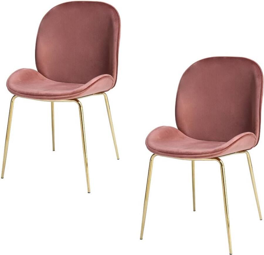 Kayoom Floraya Set 2 eetkamerstoelen Charlize Oudroze 59x47x90cm (LxBxH) Belastbaar tot 150KG - Foto 2