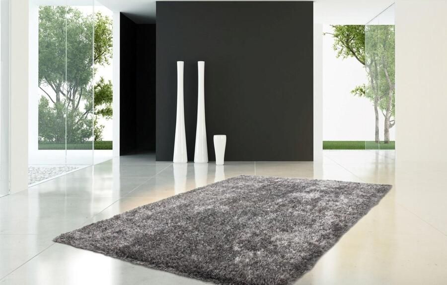 Kayoom Hoogpolig vloerkleed met zachte pool 80 x 150 Grijs Wit