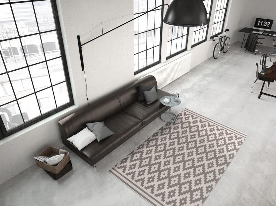 Kayoom laagpolig vloerkleed met geometrisch diamantontwerp 120 x 170 Taupe