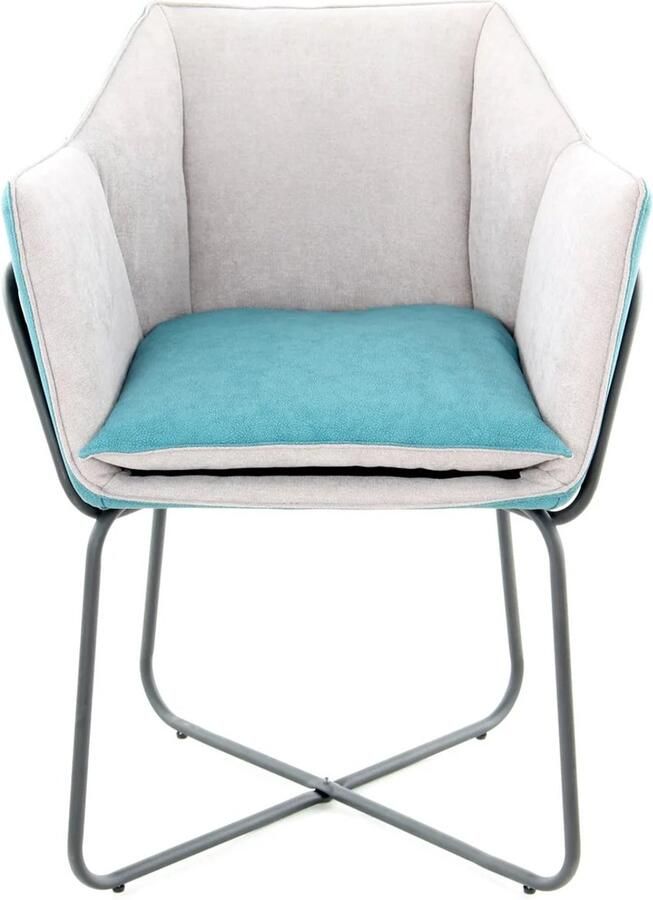 Kayoom Marietta Lounge Stoel| Eetkamerstoelen| Woonkamer Eetkamer| Hoog Zitcomfort Petrol Grijs