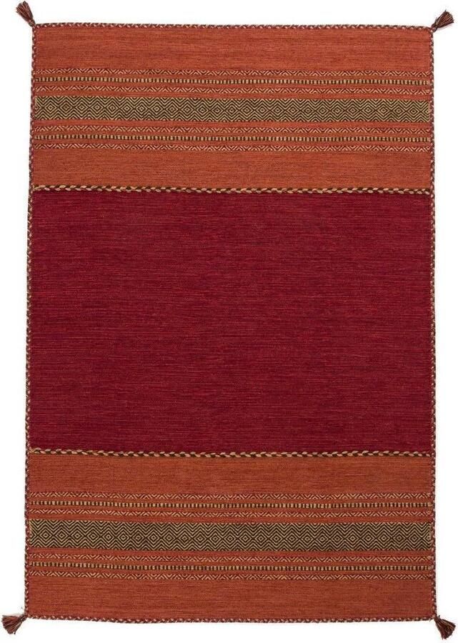 Kayoom Oranje Rood vloerkleed 160x230 cm Effen A-symmetrisch patroon Modern
