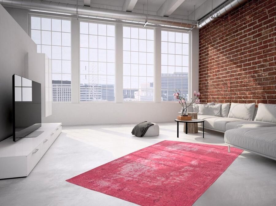 Kayoom vintage-Patchwork vloerkleed echt handgemaakt 80 x 150 Rood