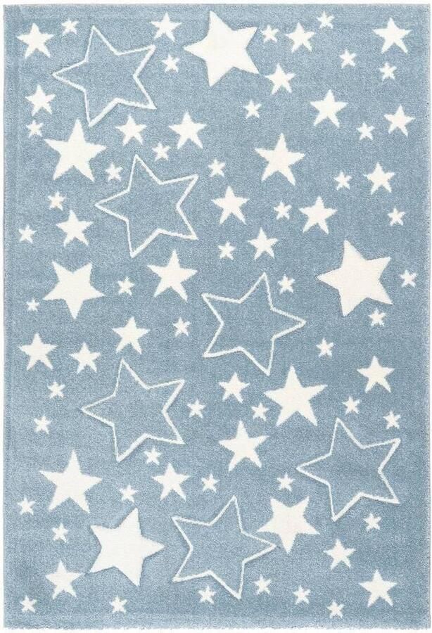 Kayoom Vloerkleed Stars 120 x 170 cm 16 mm dik Blauw Wit Tapijt voor in kinderkamer - Foto 2