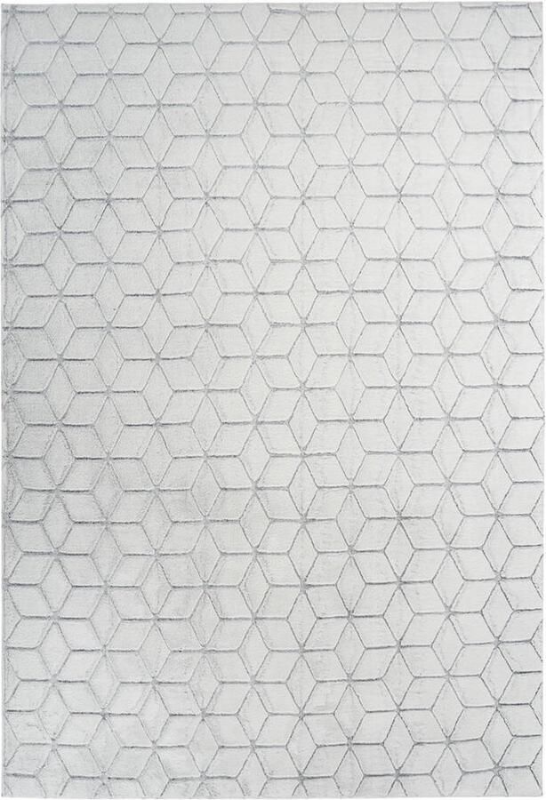 Kayoom Vloerkleed Vivica Wit Antraciet 80 x 150 cm 20mm hoog 3D effect