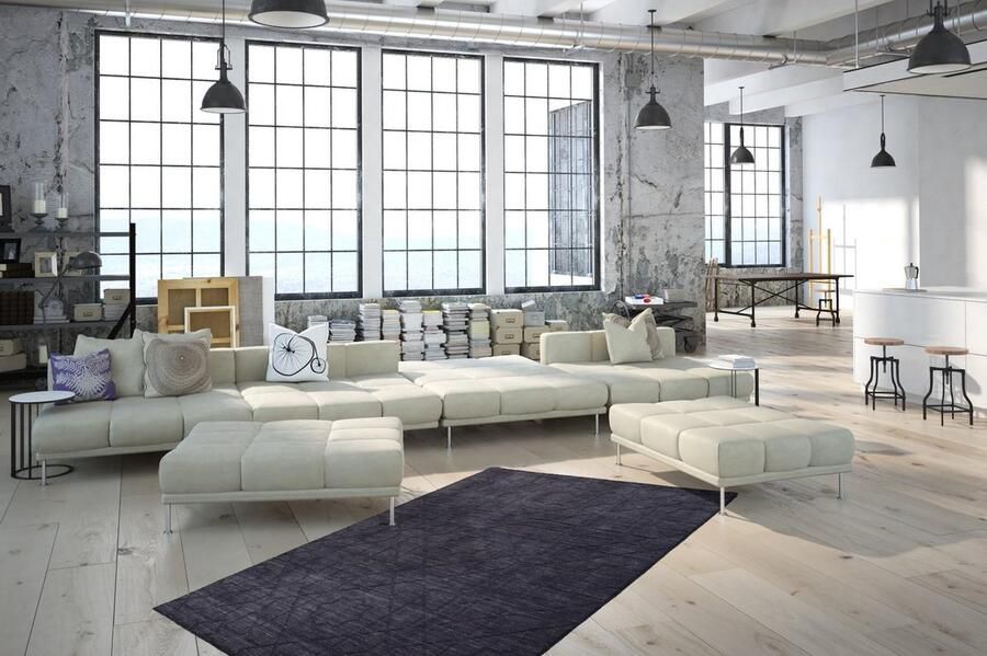 Kayoom Wollen vloerkleed in trendy design 120 x 170 Antraciet